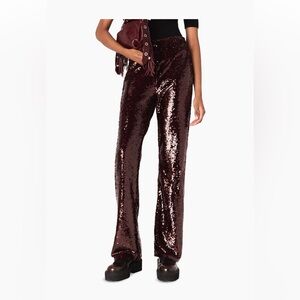 Sequin Burgundy Pants Loft size 8
